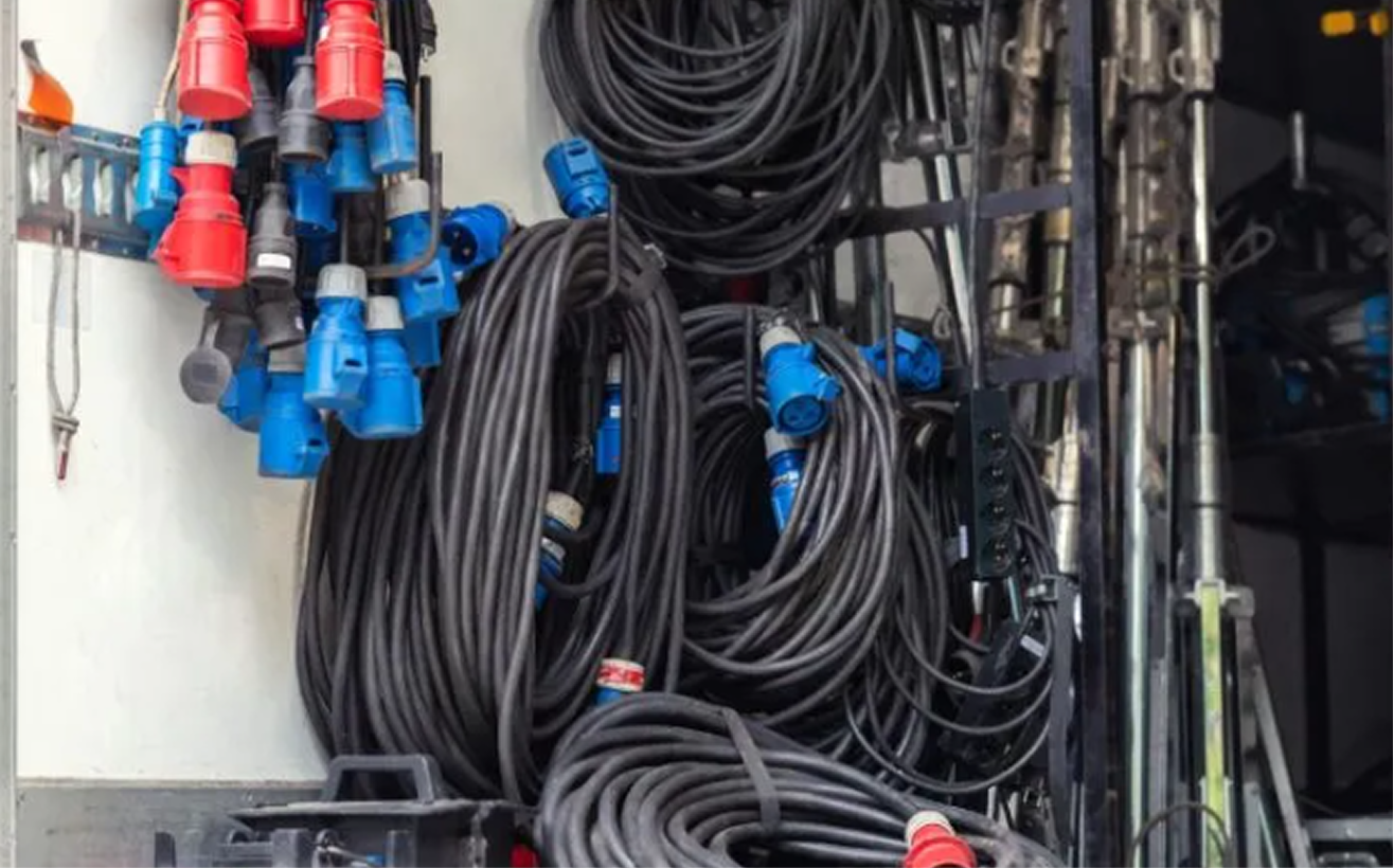 Industrial cables hanging